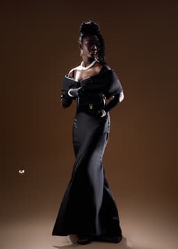 Black satin dress with straps sleeve and slit