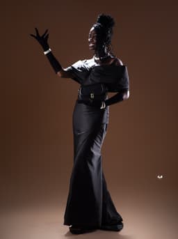 Black satin dress with straps sleeve and slit
